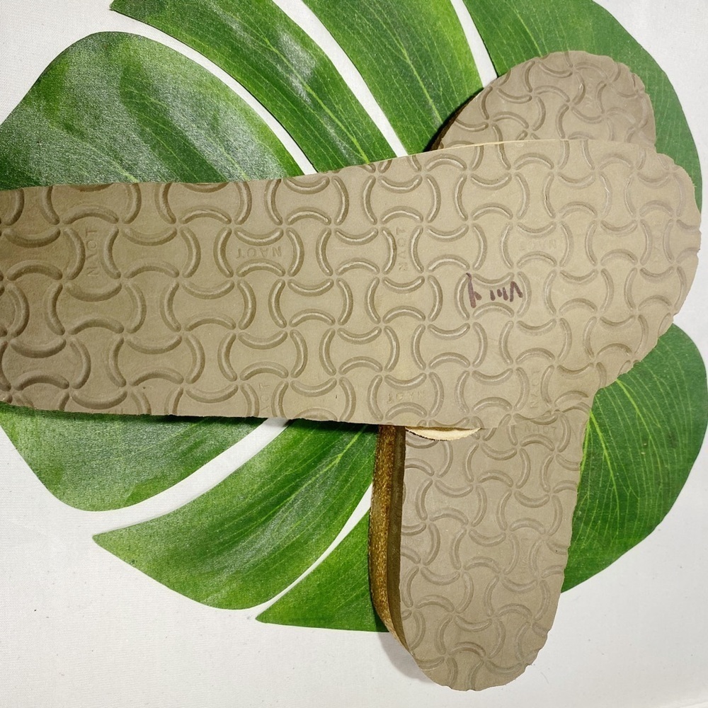 NAOT TAN LEATHER SINGLE‎ BUCKLE HEELED CUSHION SLIDE​​​​​ - Picture 5 of 7